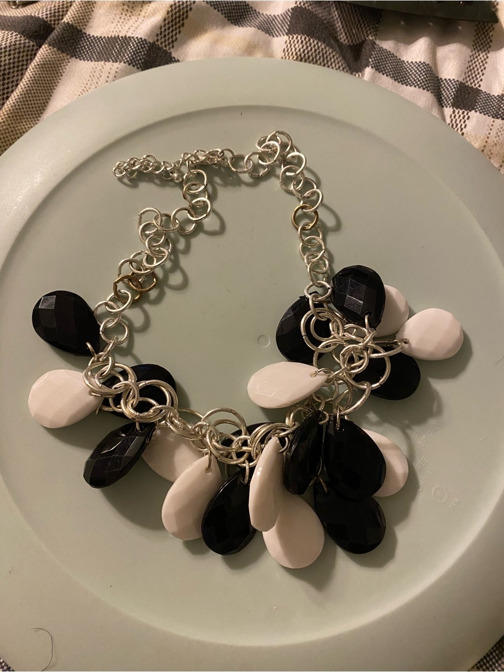 paparazzi Black & White Teardrop Charm Necklace
